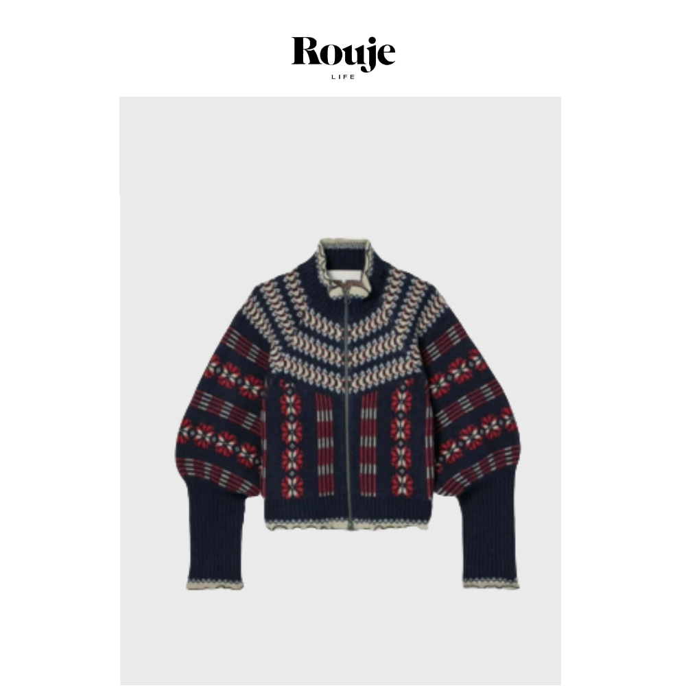 【现货】Rouje Life纽约经典复古毛衣费尔岛提花羊毛针织衫短外套