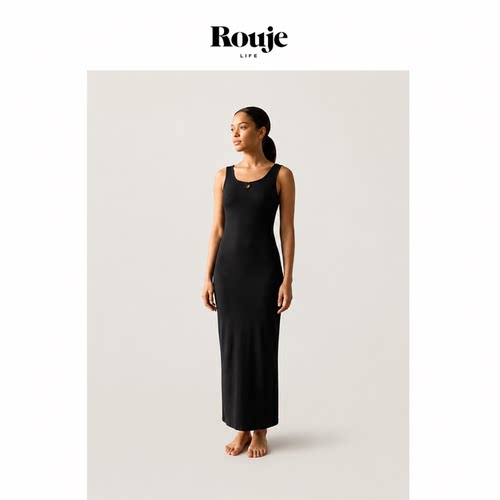 【现货】Rouje Life纯色圆领修身长款针织背心连衣裙显身材性感