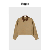 现货 Rouje Life吴千语同款 2024秋冬新款 复古灯芯绒领棉质外套