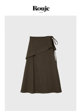 【现货】Rouje Life浪漫文艺绵羊毛可拆卸腰封高腰A型毛呢半身裙