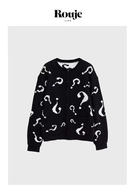 【现货】Rouje Life朴彩英同款问号标志羊毛针织开衫新款毛衣女