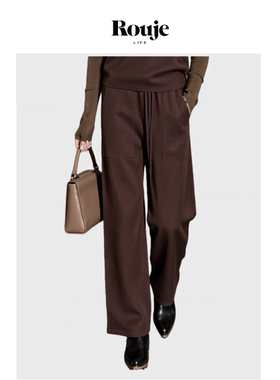 【现货】Rouje Life小众极简绵羊毛秋冬阔腿裤女松紧腰休闲直筒裤