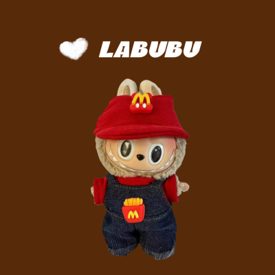 Labubu搪胶公仔盲盒挂件衣服着替