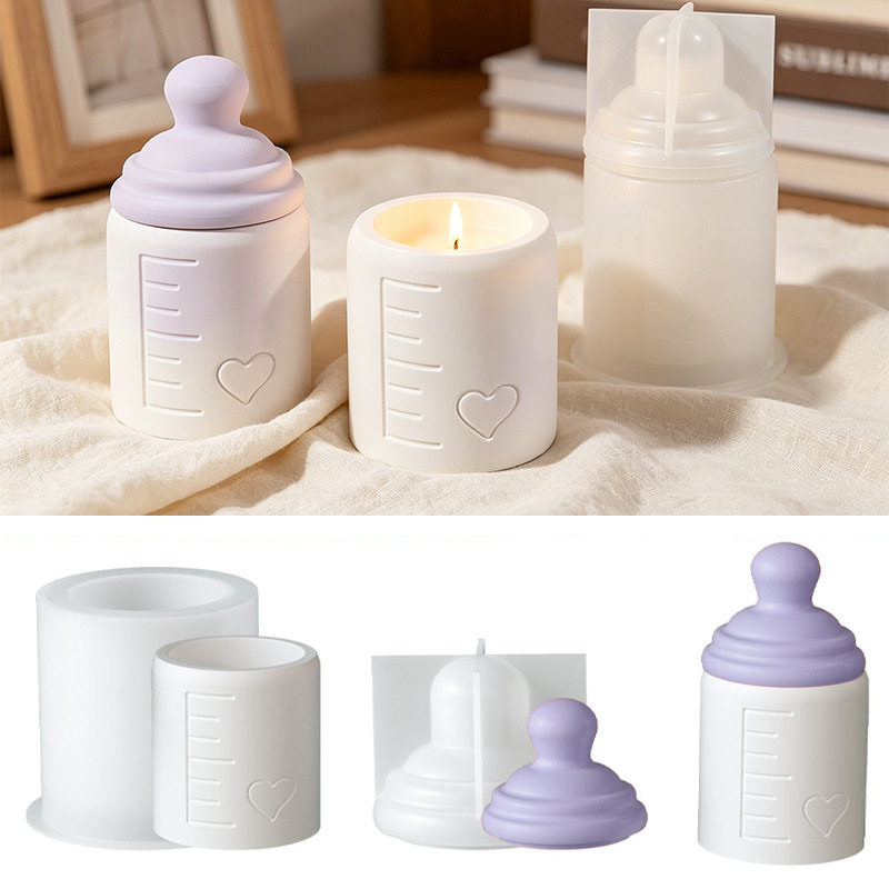 新品爱心奶瓶香薰烛台模具diy水