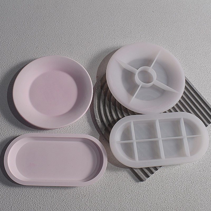 椭圆形盘子硅胶模具diy石膏餐盘