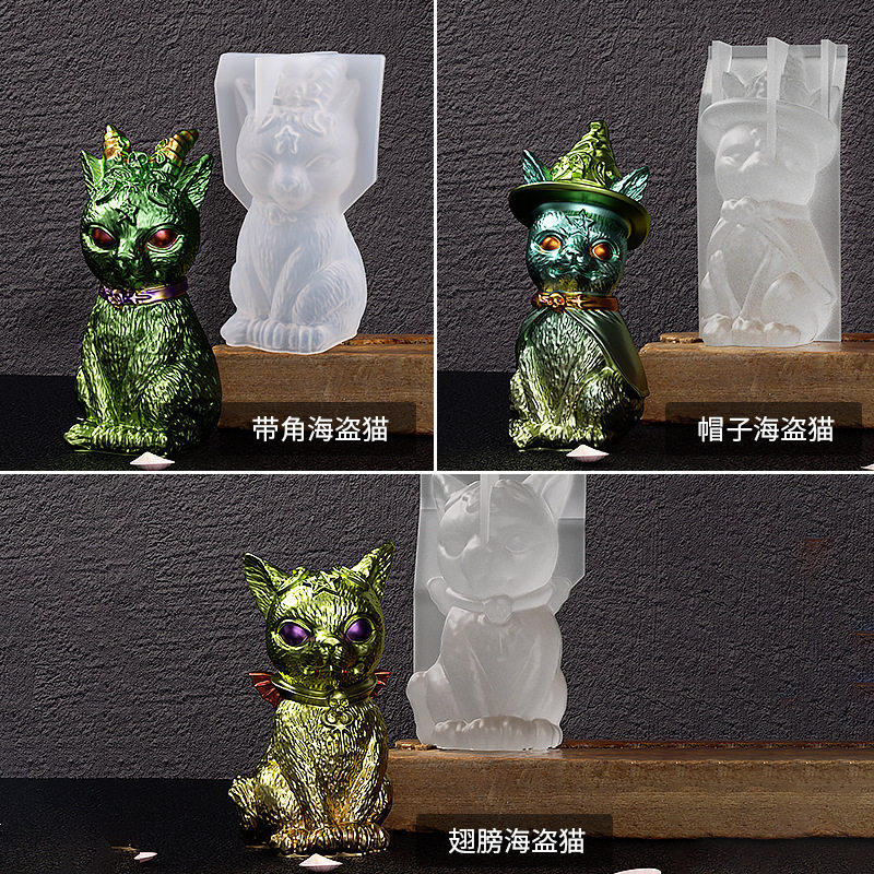 diy滴胶模具树脂镜面魔法猫咪摆
