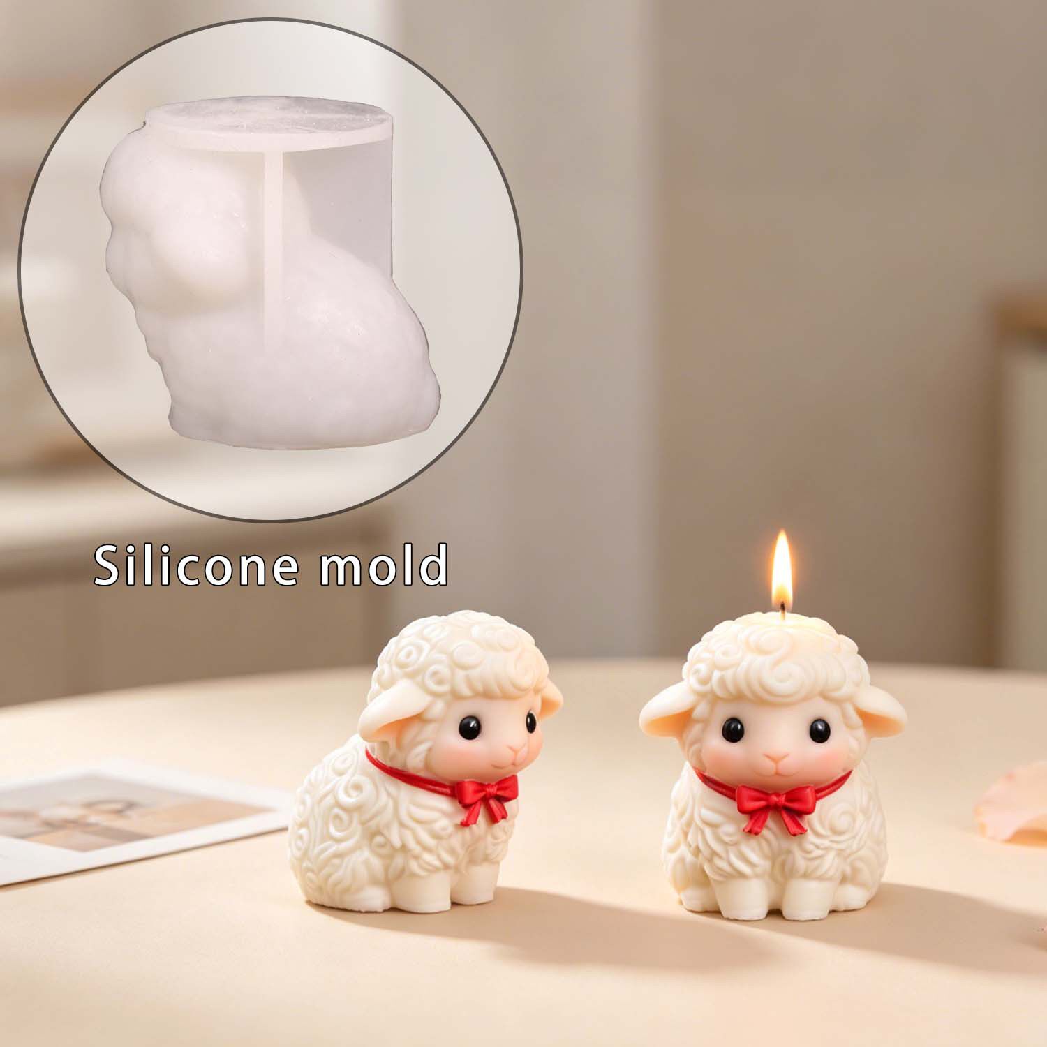 3D立体小绵羊蜡烛树脂硅胶模具di