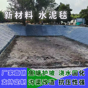 水泥毯鱼塘护坡新型混凝土浇水固化沟渠河道改造工程铺路固土毯