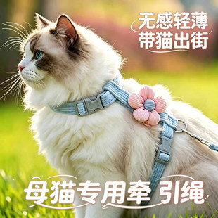 母猫专用小猫牵引绳猫咪宠物幼猫防挣脱外出背带猫用工字型不勒脖