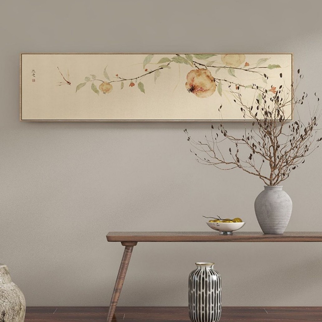 然也新中式横幅客厅沙发背景墙装饰画日式卧室床头挂画国风装饰画