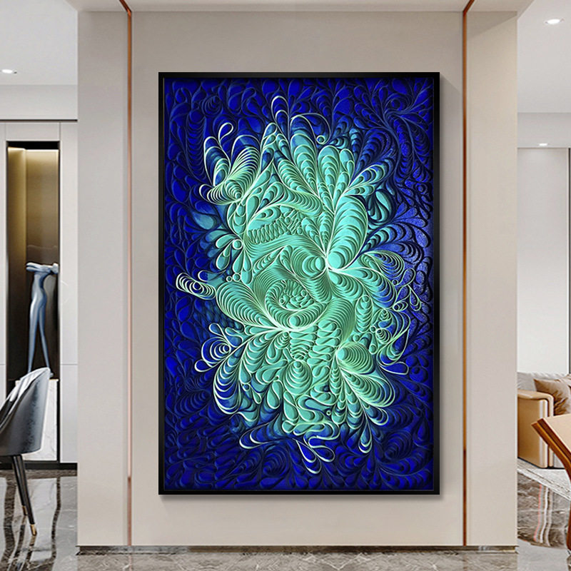 现代简约入户玄关装饰画设计师原创纸艺装置画轻奢书房走廊挂画