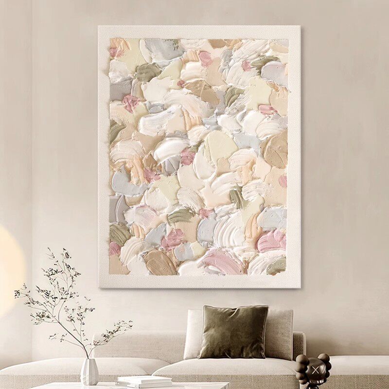 现代简约肌理画客厅沙发装饰画奶油风手绘抽象挂画餐厅玄关油画