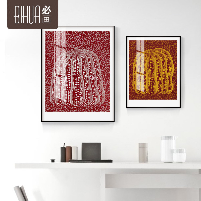 装饰画铝合金有机玻璃画草间弥生南瓜禅意北欧挂画抽象客厅图片
