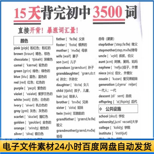 15天背完3500词初中单词中英文分类可以快速记忆英语学霸词根词缀
