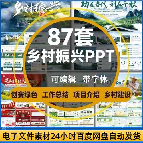 乡村振兴ppt模板高级感创赛绿色挑战杯互联网加乡村建设项目介绍