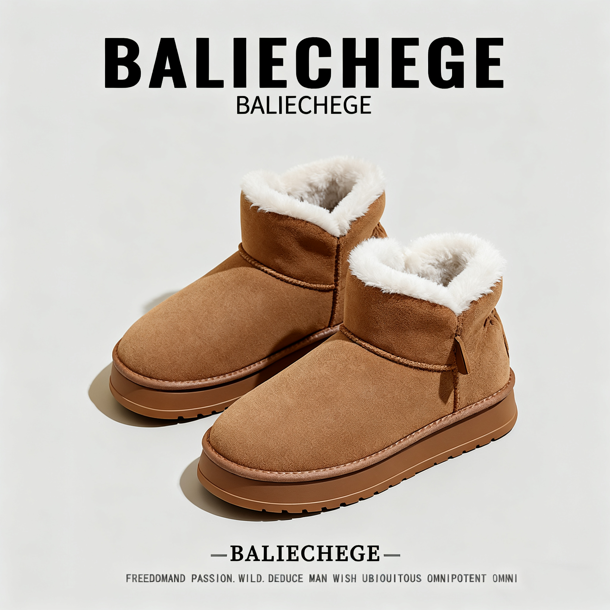 【法国BALIECHEGE专柜】2025新款冬季短靴加绒加厚防水雪地靴男鞋