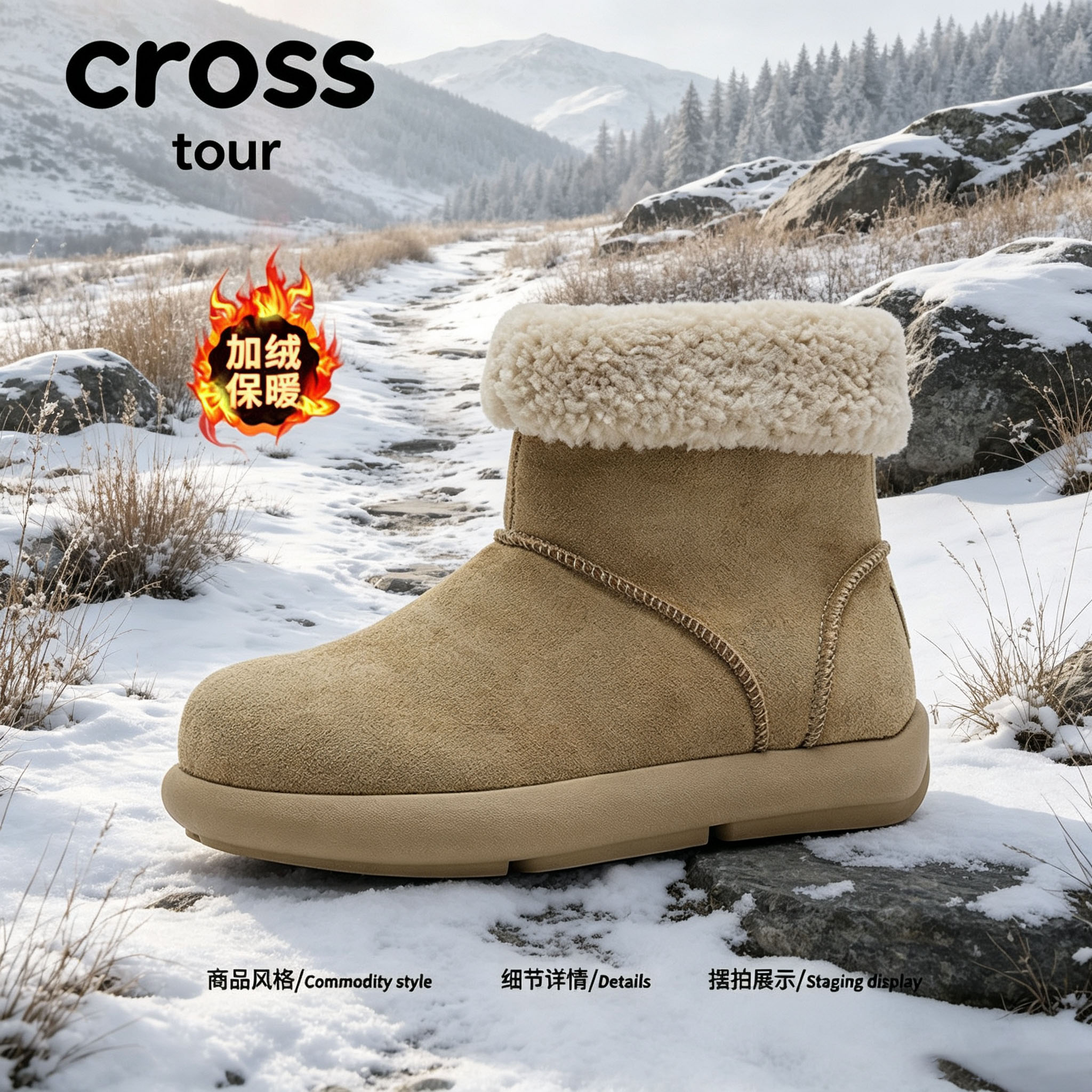 【敦实萌感】Cross tour户外滑雪雪地靴冬季耐磨底雪地游玩棉鞋