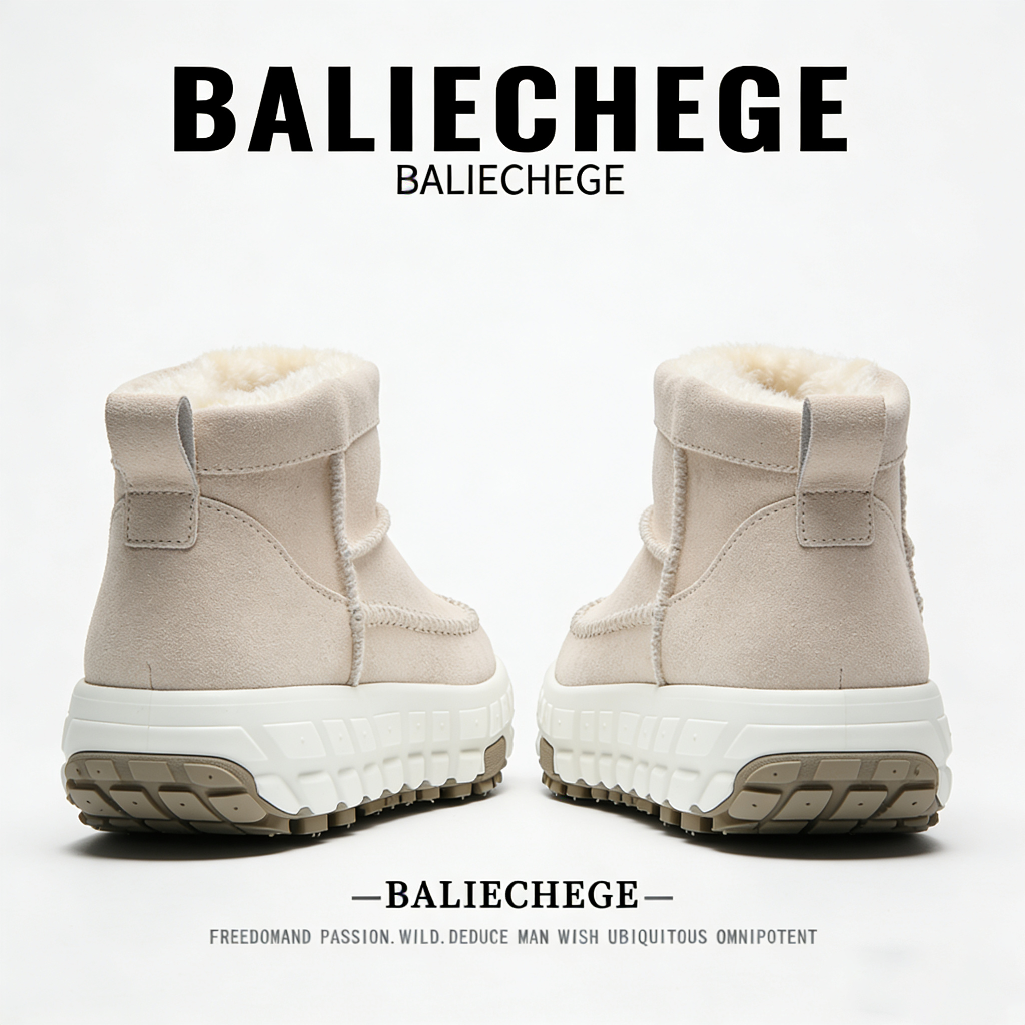 【法国BALIECHEGE专柜】2025年冬季雪地靴短筒防寒时尚潮流棕色保