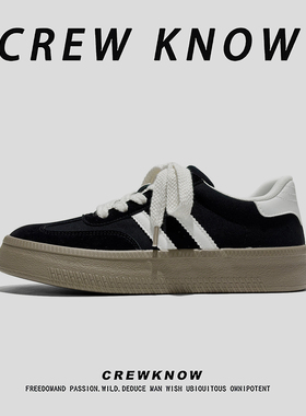 【法国CREW KNOW专柜】板鞋运动休闲系带透气春秋青年平跟圆头