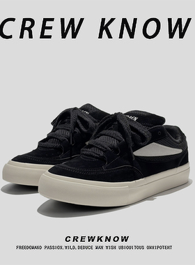 【法国CREW KNOW专柜】板鞋潮流休闲鞋2026年春季黑色低帮鞋系带