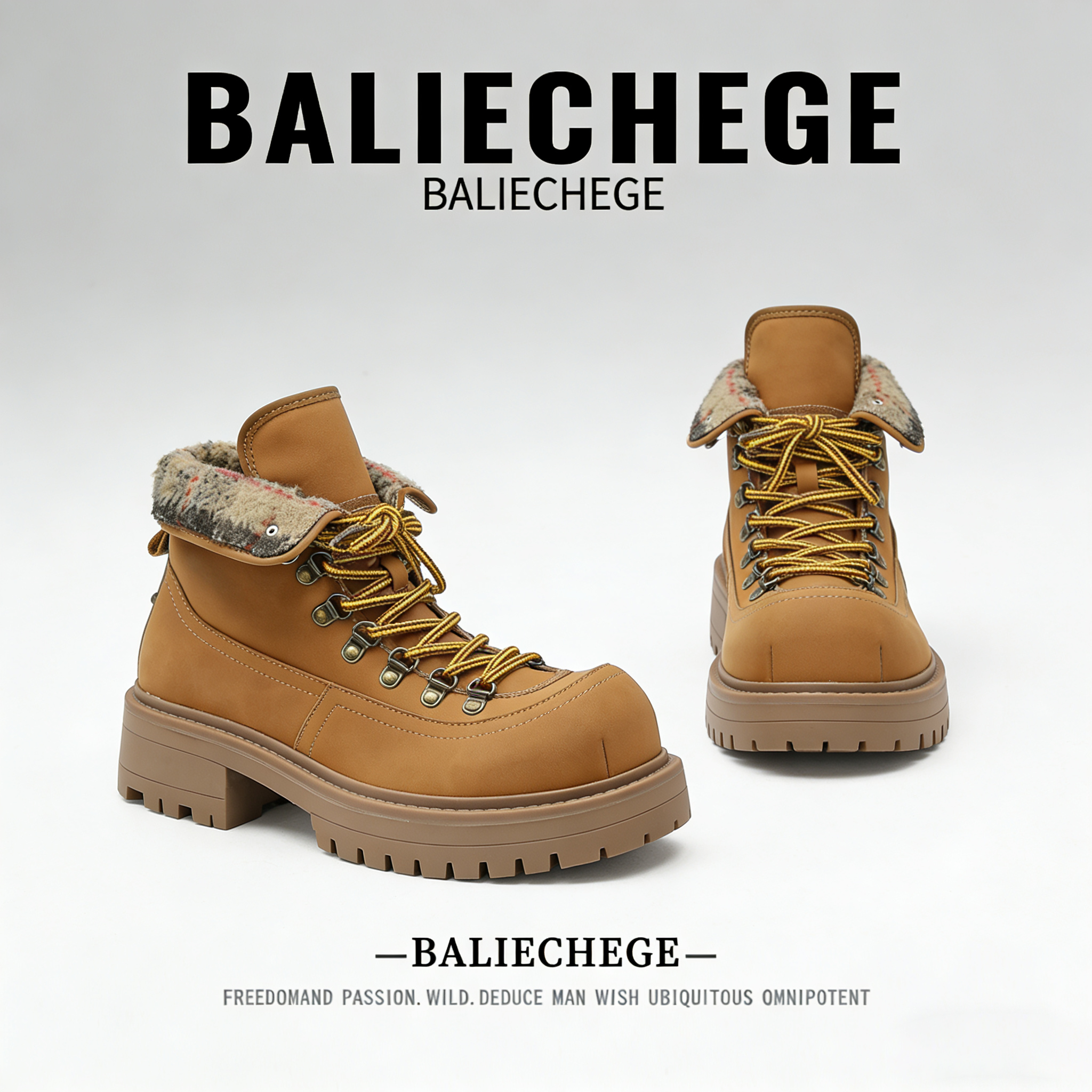 【法国BALIECHEGE专柜】男鞋棉靴高帮防寒雪地靴时尚休闲耐磨保暖