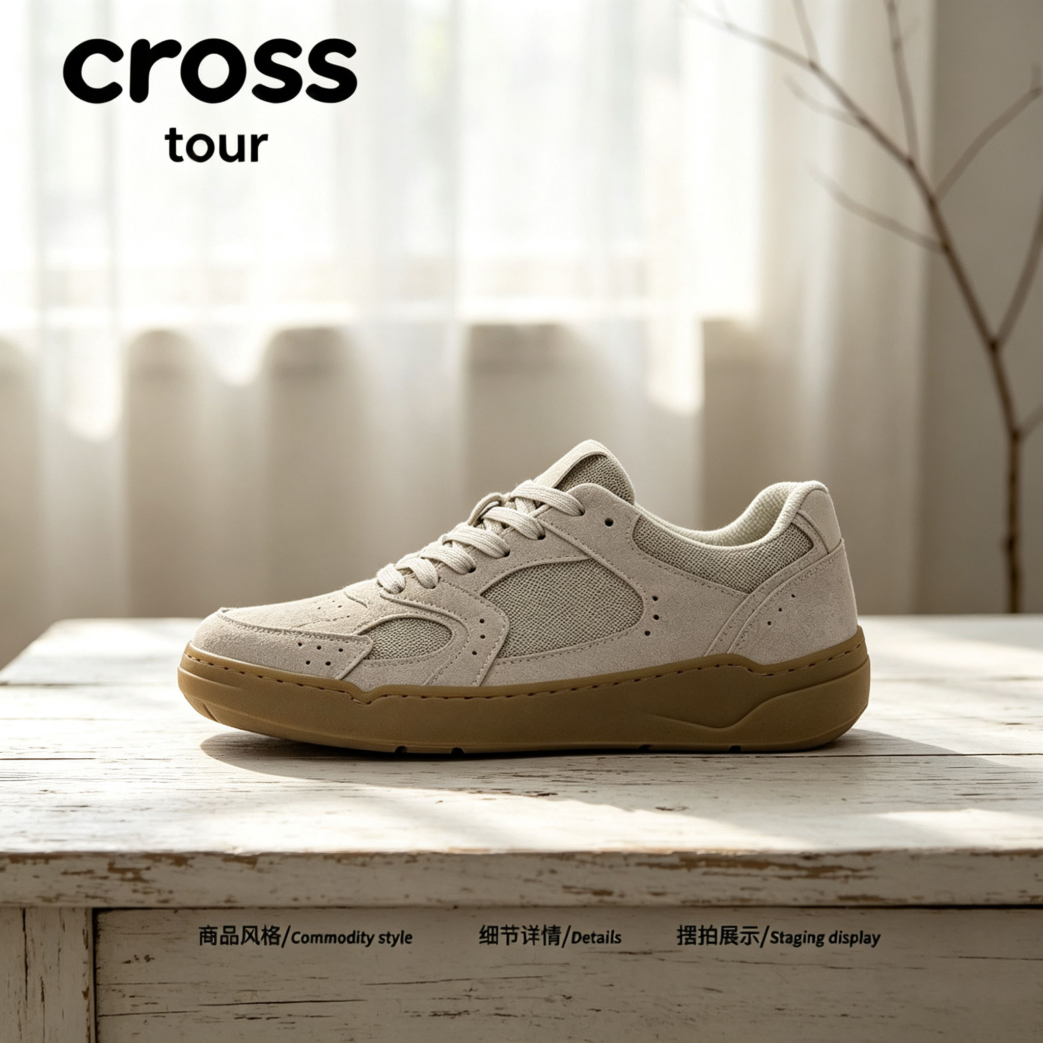 【盐系格调】Cross tour复古橡胶厚底休闲板鞋透气舒适时尚潮鞋