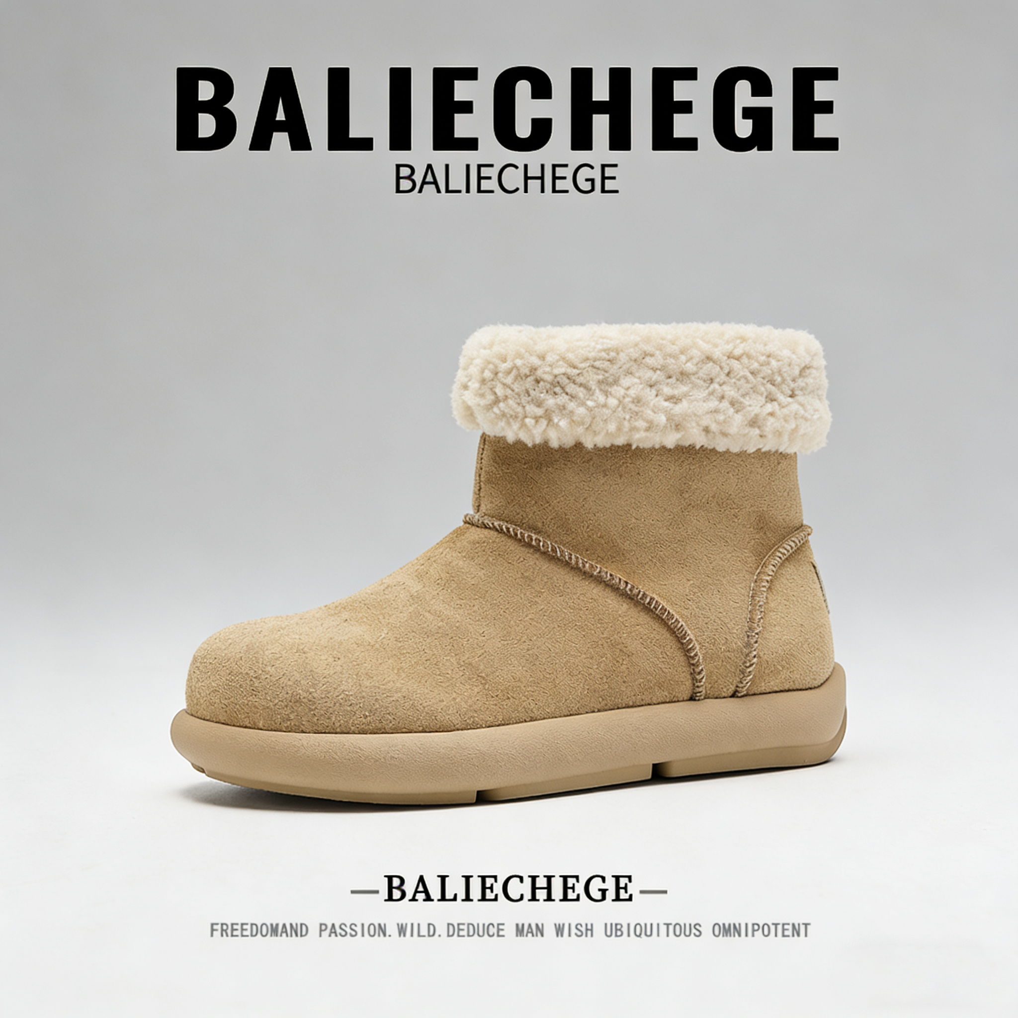 【法国BALIECHEGE专柜】中帮雪地靴防滑毛毛靴2025新款皮毛一体平
