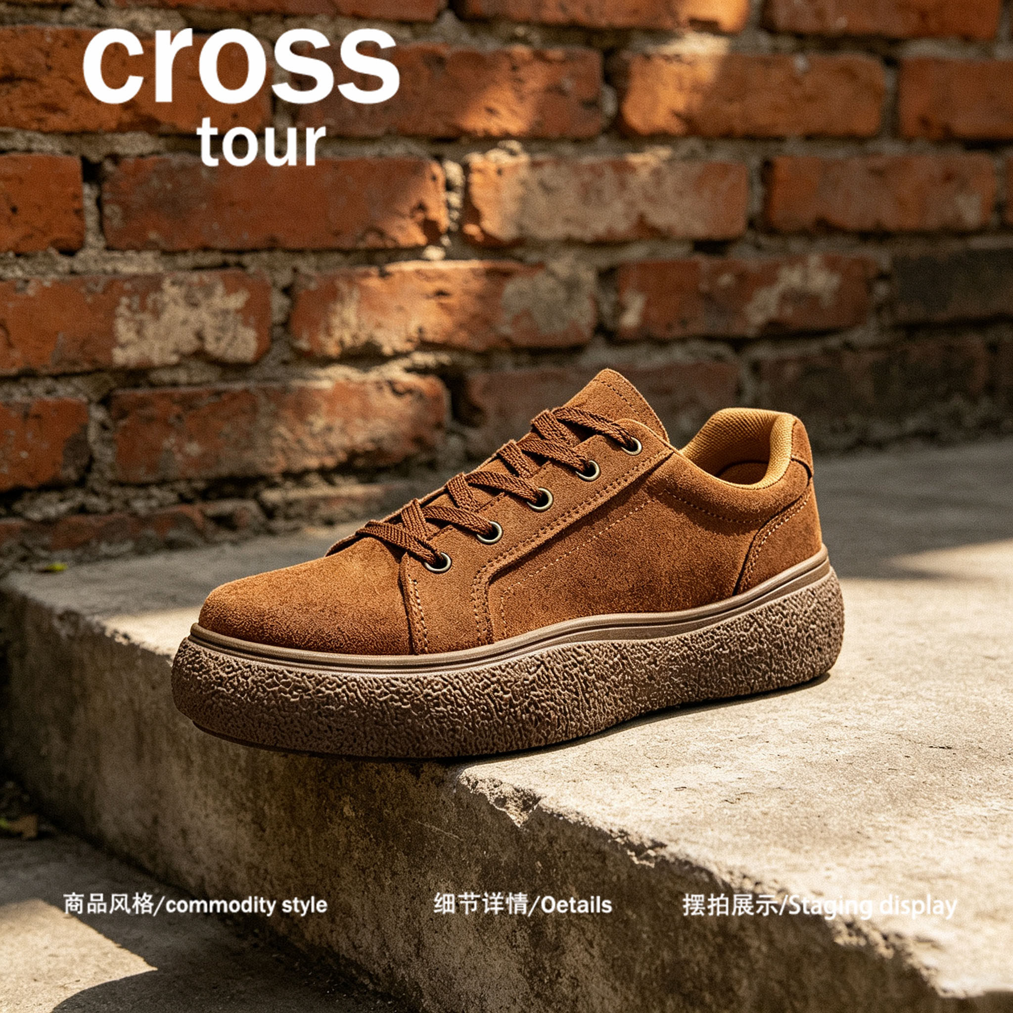 【帧影凝雅】Cross tour复古做旧厚底休闲板鞋耐磨休闲低帮潮鞋