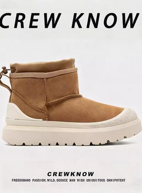 【法国CREW KNOW专柜】2025年冬季棉内里短筒防寒雪地靴冬季黄色