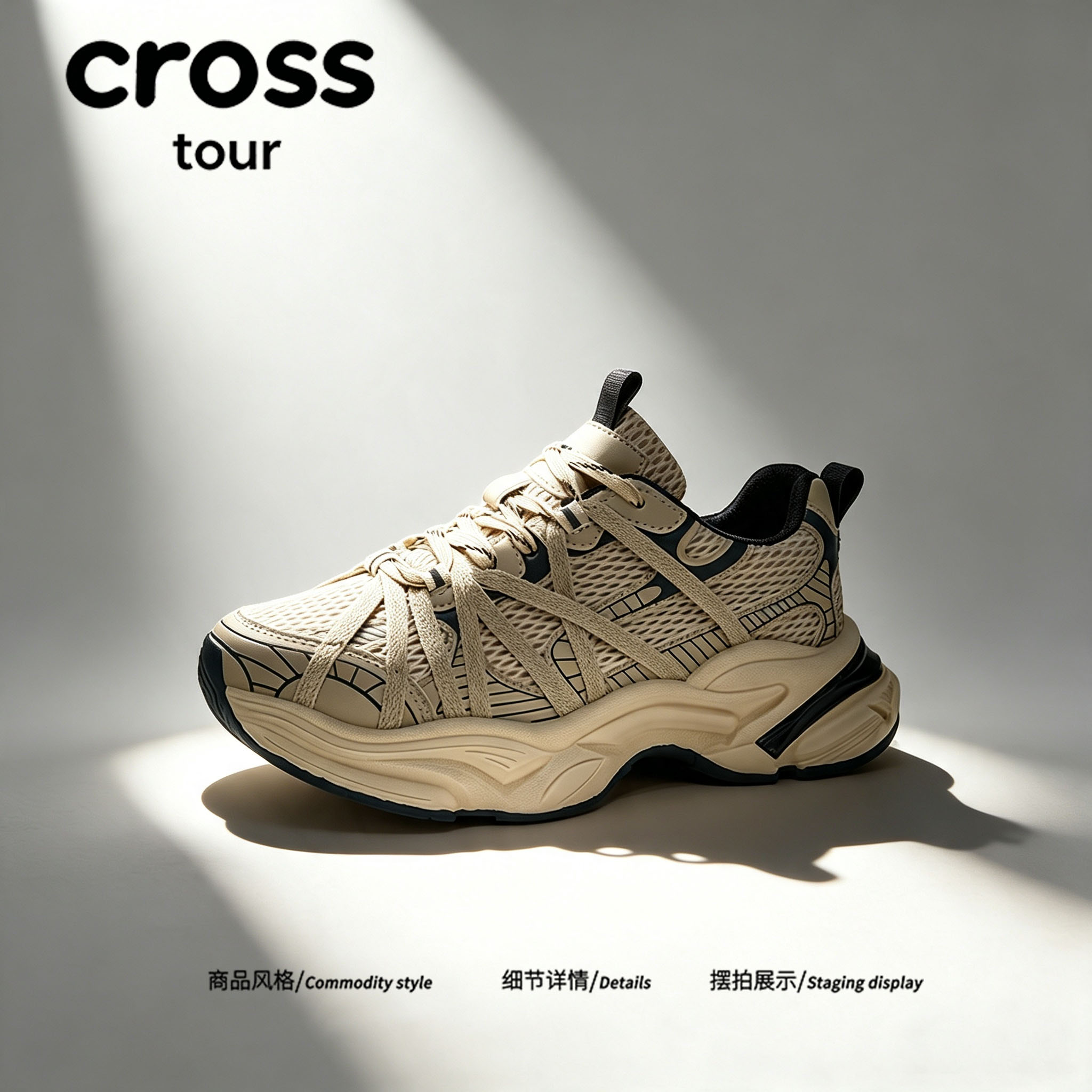 【稳健笃行】Cross tour美式复古休闲鞋低帮拼色潮流百搭通勤鞋