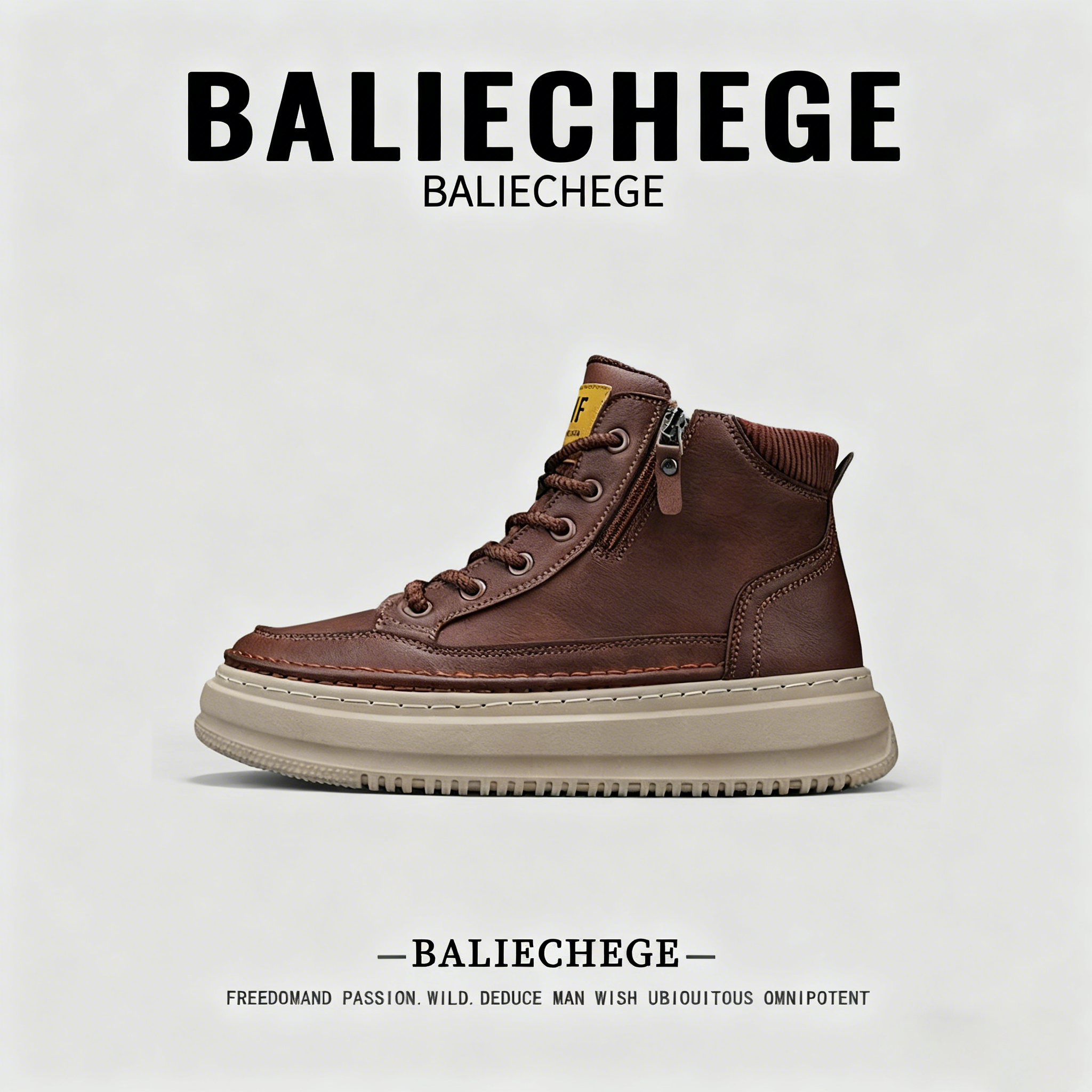 【法国BALIECHEGE专柜】冬季新款休闲百搭工装厚底马丁靴男时尚