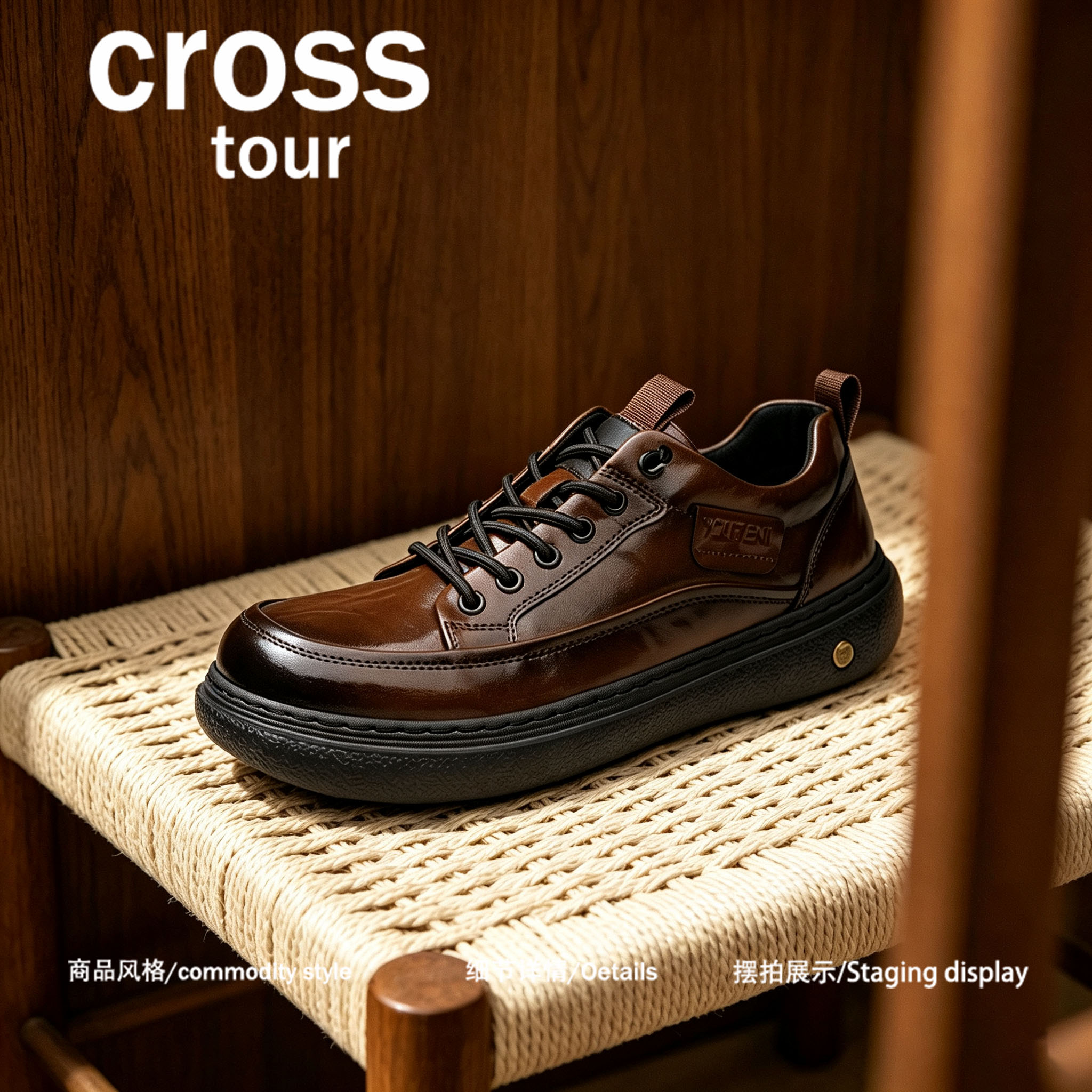 【潮感利落】Cross tour轻商务休闲皮鞋质感百搭通勤出行软底皮鞋