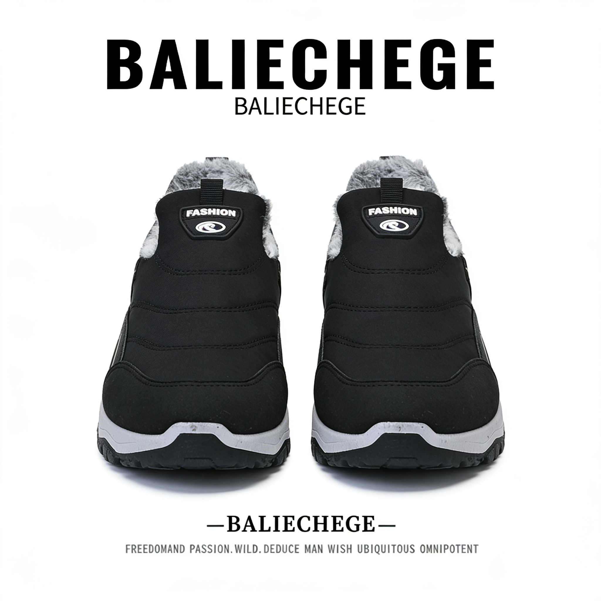 【法国BALIECHEGE专柜】休闲低跟短筒防滑雪地靴男款冬季保暖