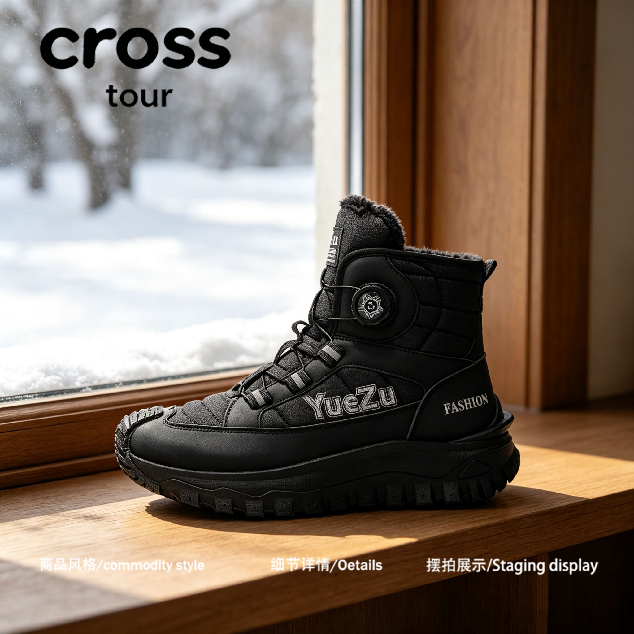 【户外御寒】Cross tour雪地靴一体高筒冬季时尚户外东北御寒棉靴
