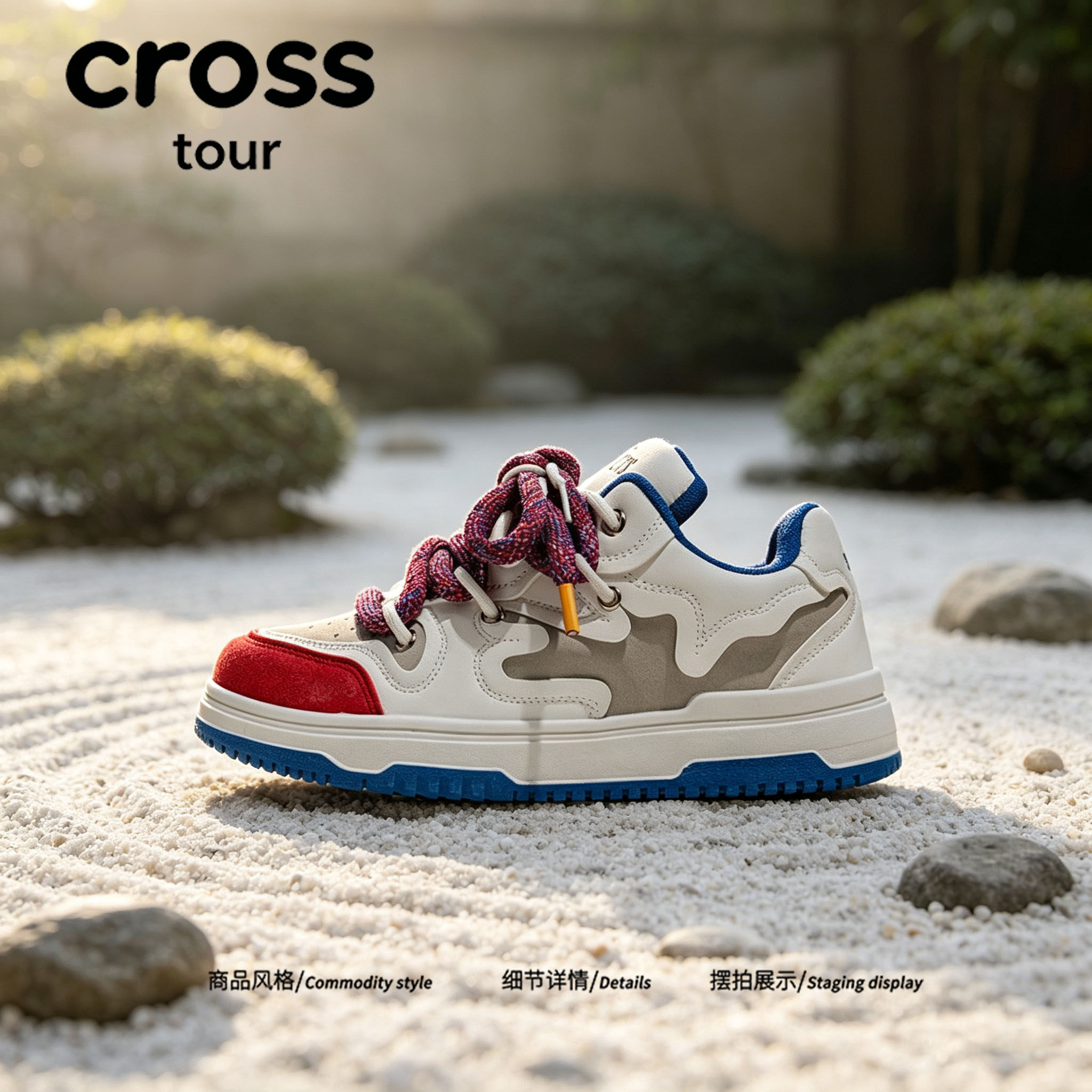 【雅叙丹青】Cross tour复古拼接厚底时尚休闲板鞋舒适透气低帮鞋