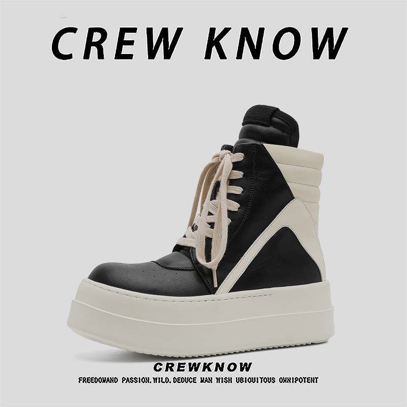 【法国CREW KNOW男鞋】英伦系带短筒厚底鞋2026年春季马丁靴皮革,流行男鞋,马丁靴,淘宝优惠券,粉丝福利购,淘宝优惠卷