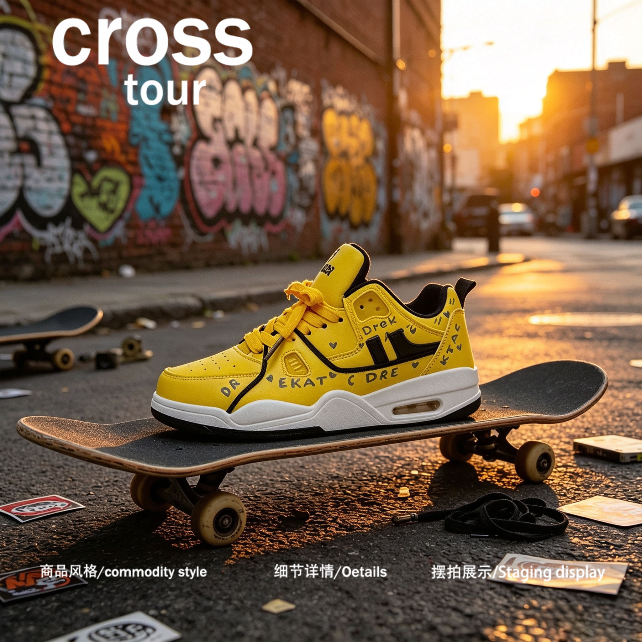 【潮酷吸睛】Cross tour复古港风休闲板鞋拼接低帮潮流休闲平底鞋