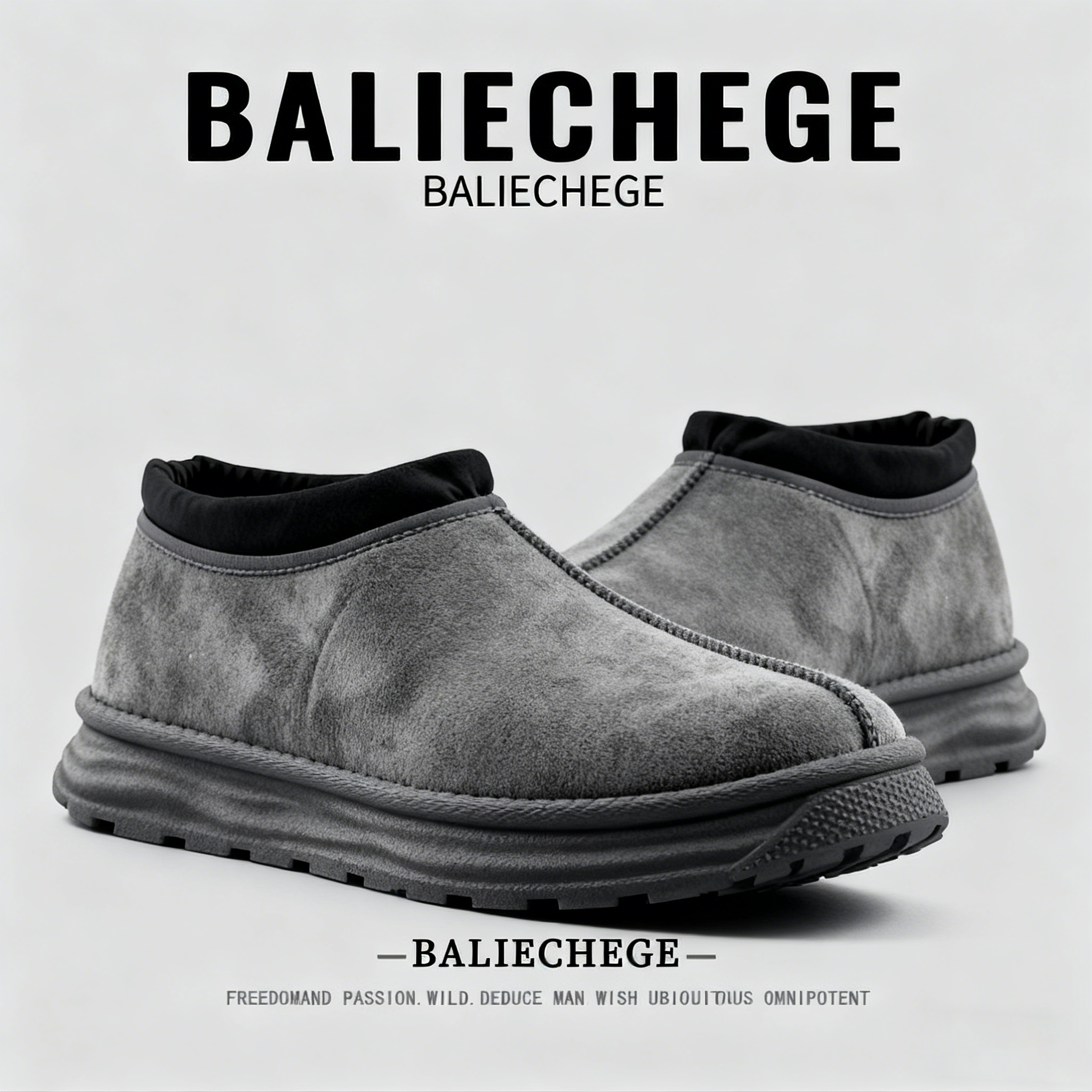 【法国BALIECHEGE专柜】冬季雪地靴男加绒加厚中筒保暖勃肯鞋雪