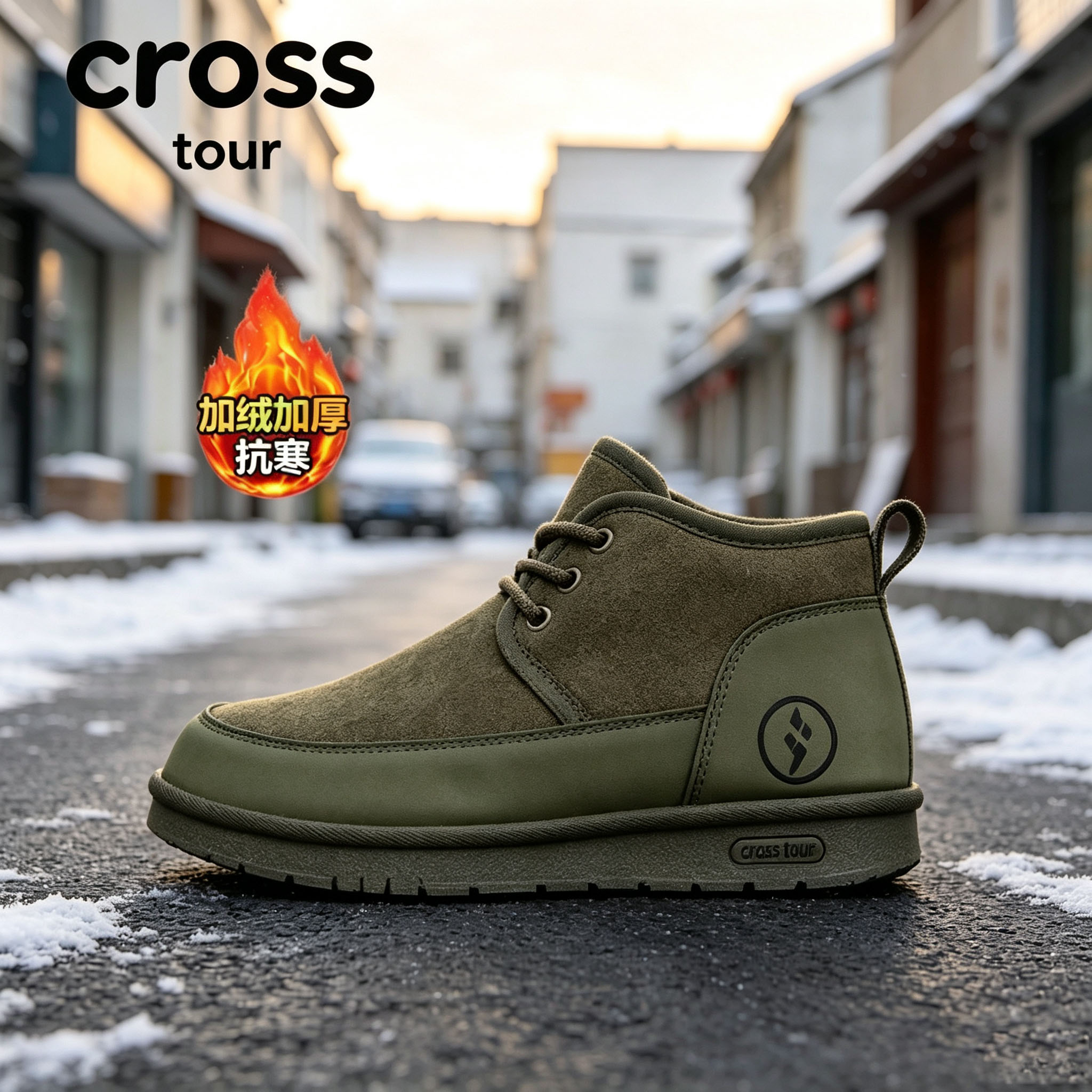 【靴筒松弛】Cross tour复古防滑雪地靴翻毛皮加绒加厚抗寒高帮鞋
