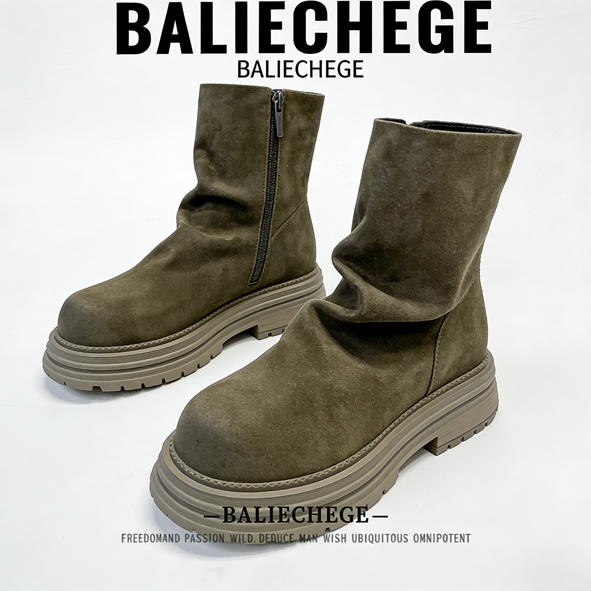 【法国BALIECHEGE专柜】英伦风2025年秋季马丁靴中筒男士工装靴