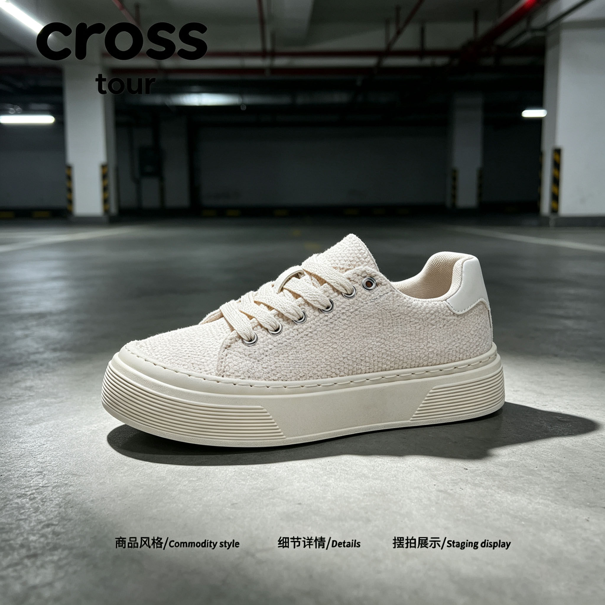【岩风质感】Cross tour简约风厚底休闲板鞋舒适透气潮流休闲单鞋