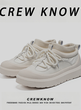 【法国CREW KNOW专柜】冬季棉内里短筒雪地靴白色轻便休闲鞋