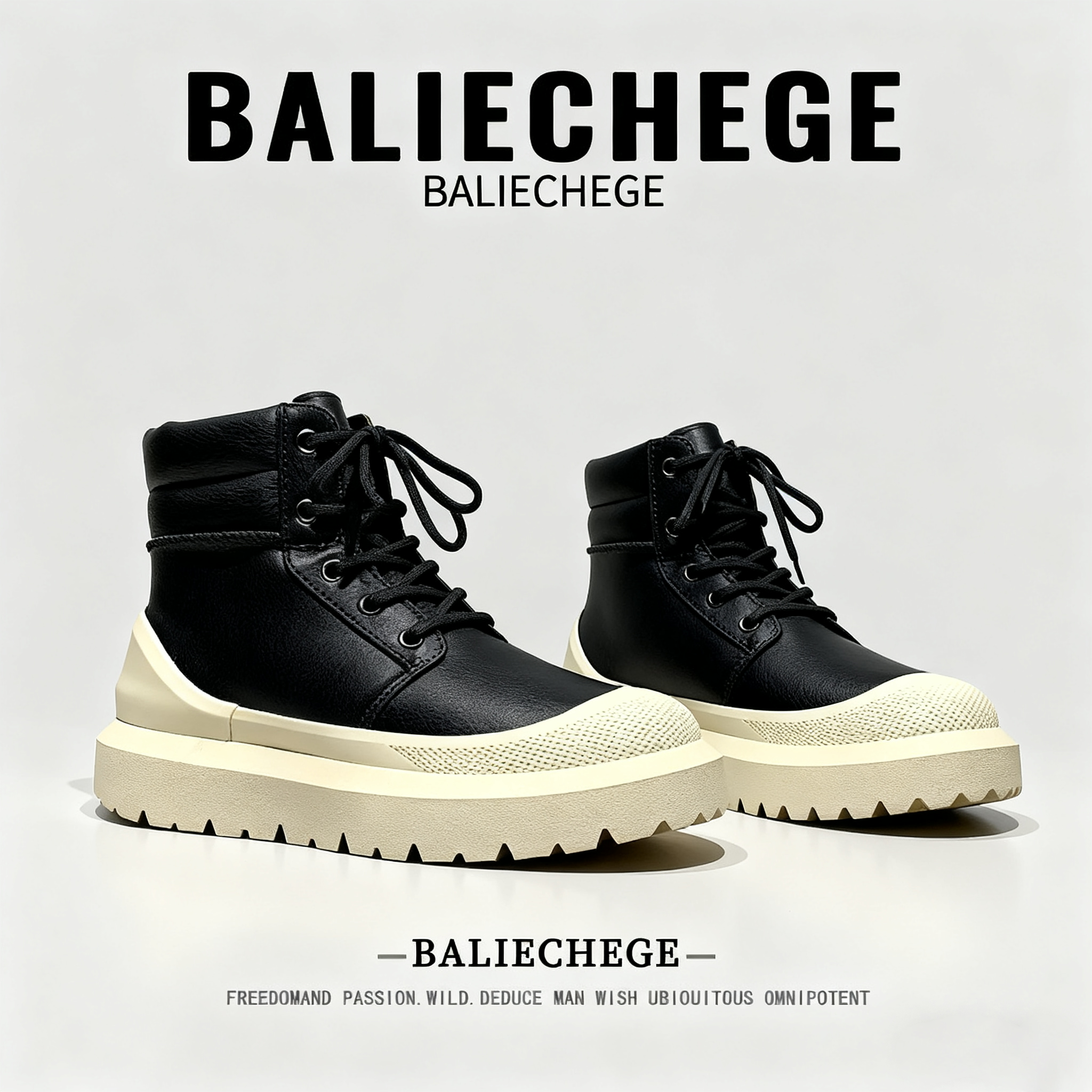 【法国BALECHEGE专柜】2025冬季雪地靴男士时尚皮毛一体加绒加厚