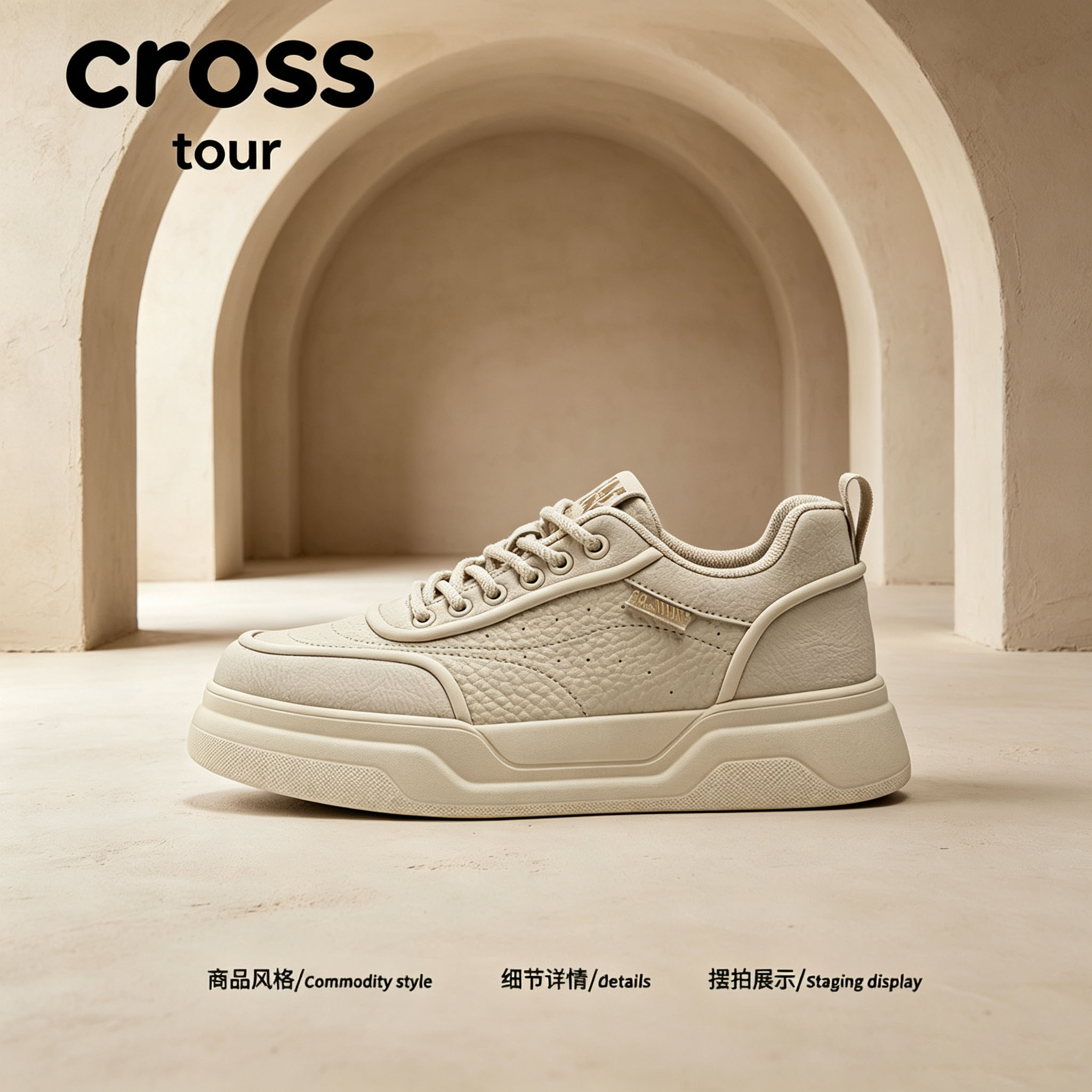 【素净通透】Cross tour潮流精致厚底休闲板鞋透气低帮舒适板鞋