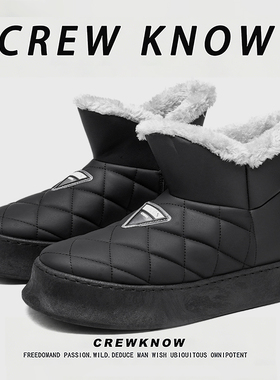 【法国CREW KNOW专柜】棉靴2025年冬季短筒防滑雪地靴短靴黑色保