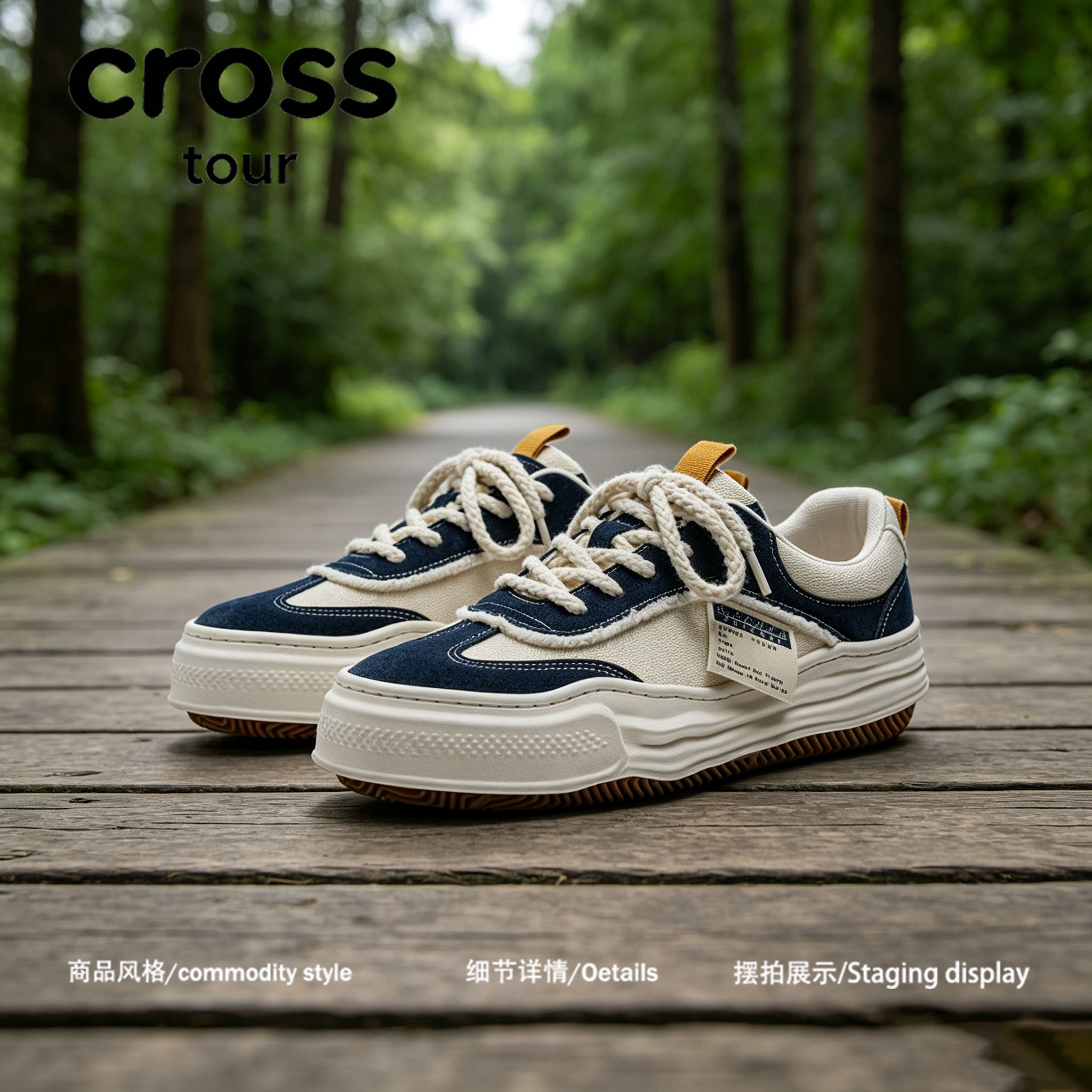 【棱致凝形】Cross tour简约时尚毛边设计休闲板鞋帆布舒适潮鞋