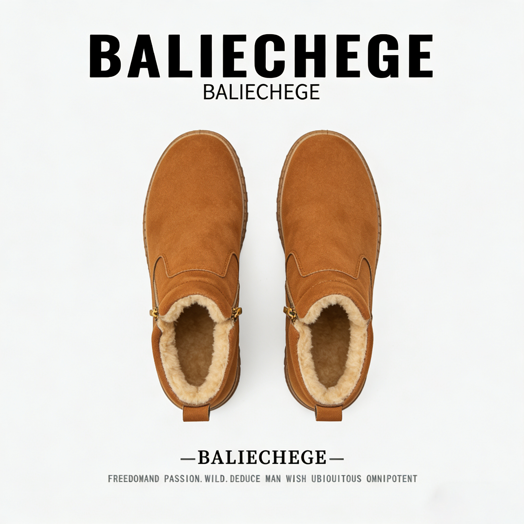 【法国BALIECHEGE专柜】二层牛皮冬季棉内里短筒雪地靴百搭户外鞋