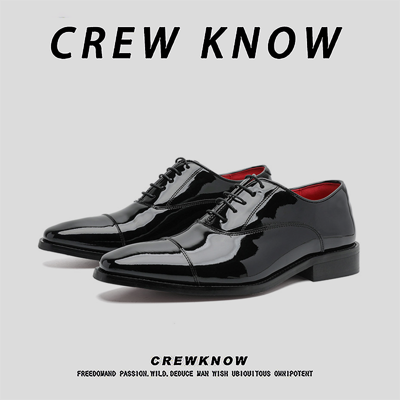 【法国CREW KNOW专柜】皮革商务休闲系带休闲皮鞋纯色黑色圆头日,流行男鞋,休闲皮鞋,淘宝优惠券,粉丝福利购,淘宝优惠卷