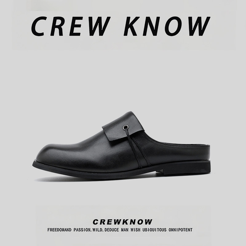 CREW KNOW时尚男鞋~二层牛皮户外休闲鞋低跟运动休闲橡胶底青年男