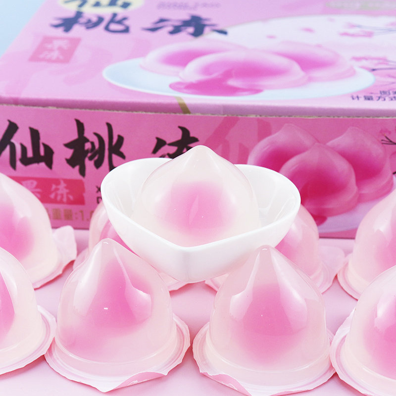 网红甜品爆浆果冻夹心果冻1kg礼盒装水蜜桃味零食高颜值送人200g